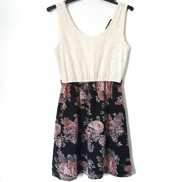 Indulge Cream Floral Sleeveless Dress, Size S - Picture 1 of 8